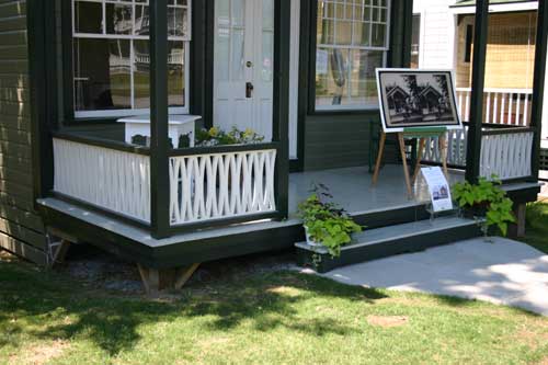 Close up of Restored Architectural Millwork on porch of the Thousand Island Park Landmark Society