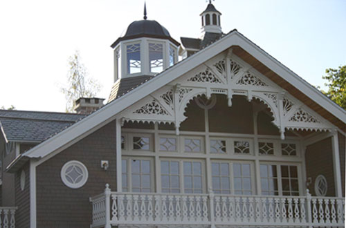 Millwork on Yard Arm Boat House Cherry Island - close up