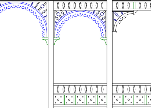 CAD drawing of new gingerbread and scrollwork