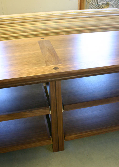 American Black Walnut stereo furniture with top and shelves