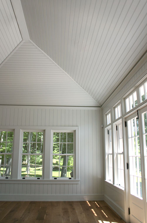 Beadboard and molding in the breakfast room